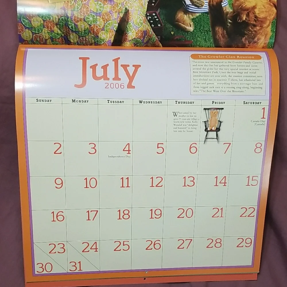 Vintage Teddy Bear Calendar 2006 with Keepsake Poster